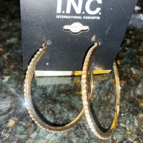 I.N.C. International Concepts Large Pavé Medium Hoop Earrings , 2" - NEW - Picture 2 of 4